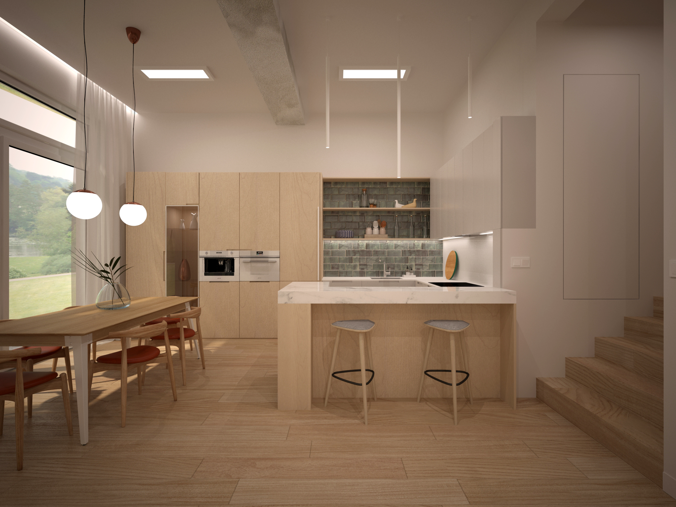 Przyjazny minimalizm, subtelne barwy i dużo drewna.