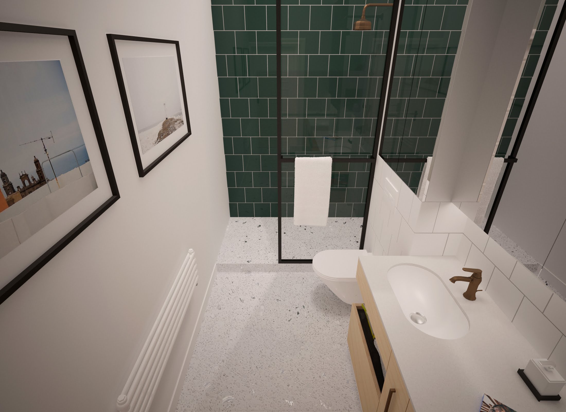 Umywalka podwieszana pod blatem<br/>z odpornego konglomeratu, jest bardzo praktycznym i estetycznym rozwiązaniem.